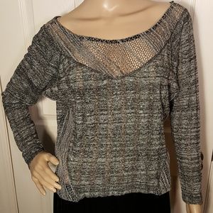 UO Sparkle & Fade Grey Loose Knit Light Sweater